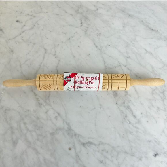 Springerle Wooden Rolling Pin 10" Norpro #3083 - Picture 3 of 5